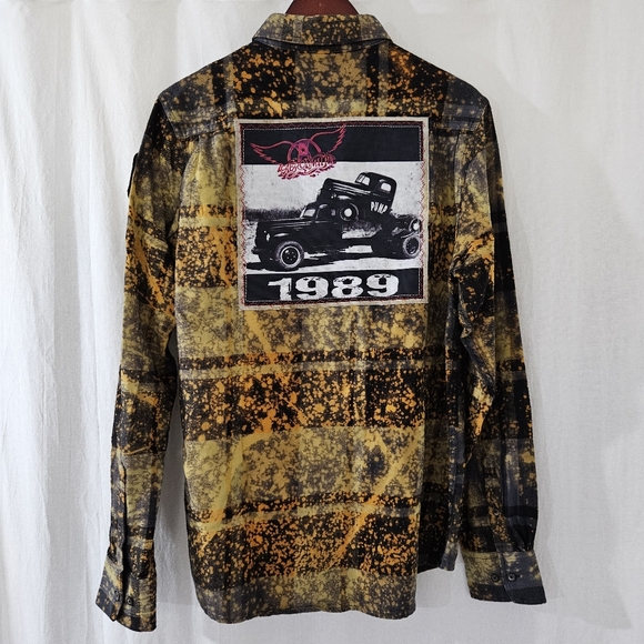 Angry Minnow Clothing Co. Flannel in Yellow & Black Tie-Dye Women’s Size M - Picture 2 of 7